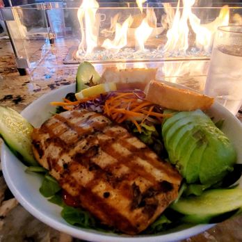 Cafe Dantorels - GRILLED SALMON SALAd- GREENS, SPINACH, CUCUMBERS, FENNEL SLAW, AVOCADO, ONIONS, CAPERS & CHERRY TOMATOES & LEMON GARLIC VINAIGRETTE. - Cafes Near Me - Sacramento, California Cafe Dantorels - GRILLED SALMON SALAd- GREENS, SPINACH, CUCUMBERS, FENNEL SLAW, AVOCADO, ONIONS, CAPERS & CHERRY TOMATOES & LEMON GARLIC VINAIGRETTE. - Cafes Near Me - Sacramento, California