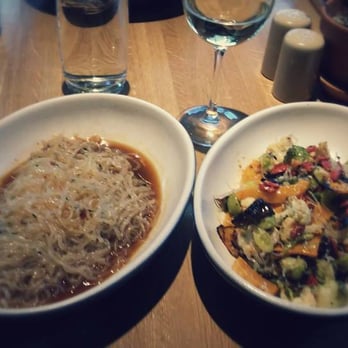 True Food Kitchen - Sides of Shirataki noodles and Winter Ingredient Salad with Goji berries and Kelp noodles instead of mulberry and white beans - New American Near Me - Denver, Colorado