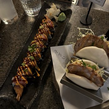 Sozai - Spicy Ebi Roll and Chashu Bun (2 Pcs) - Izakaya Near Me - New York, New York Sozai - Spicy Ebi Roll and Chashu Bun (2 Pcs) - Izakaya Near Me - New York, New York