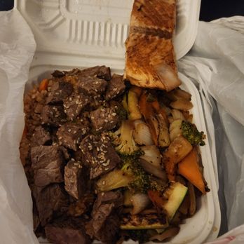 Katana Hibachi Express - NY steak and Salmon Combo with Fried Rice. Delish!!! - Japanese Near Me - Pittsburg, California Katana Hibachi Express - NY steak and Salmon Combo with Fried Rice. Delish!!! - Japanese Near Me - Pittsburg, California