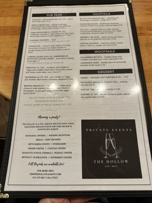 Menu photo 1 The Hollow Bar & Kitchen Albany, NY