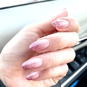 Lotus Beauty Salon - Sparkly almond-shaped acrylic nails! - Nail Salons Near Me - San Ramon, California