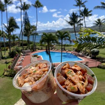 Pono Market - Salmon and spicy ahi poke bowl (left), ahi and tako korean poke bowl (right) - Hawaiian Near Me - Kapaa, Hawaii Pono Market - Salmon and spicy ahi poke bowl (left), ahi and tako korean poke bowl (right) - Hawaiian Near Me - Kapaa, Hawaii