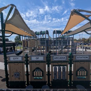 Newcastle Park - kids playground in the middle, clean restroom on the right, and gabebo on the left - Parks Near Me - Arcadia, California Newcastle Park - kids playground in the middle, clean restroom on the right, and gabebo on the left - Parks Near Me - Arcadia, California