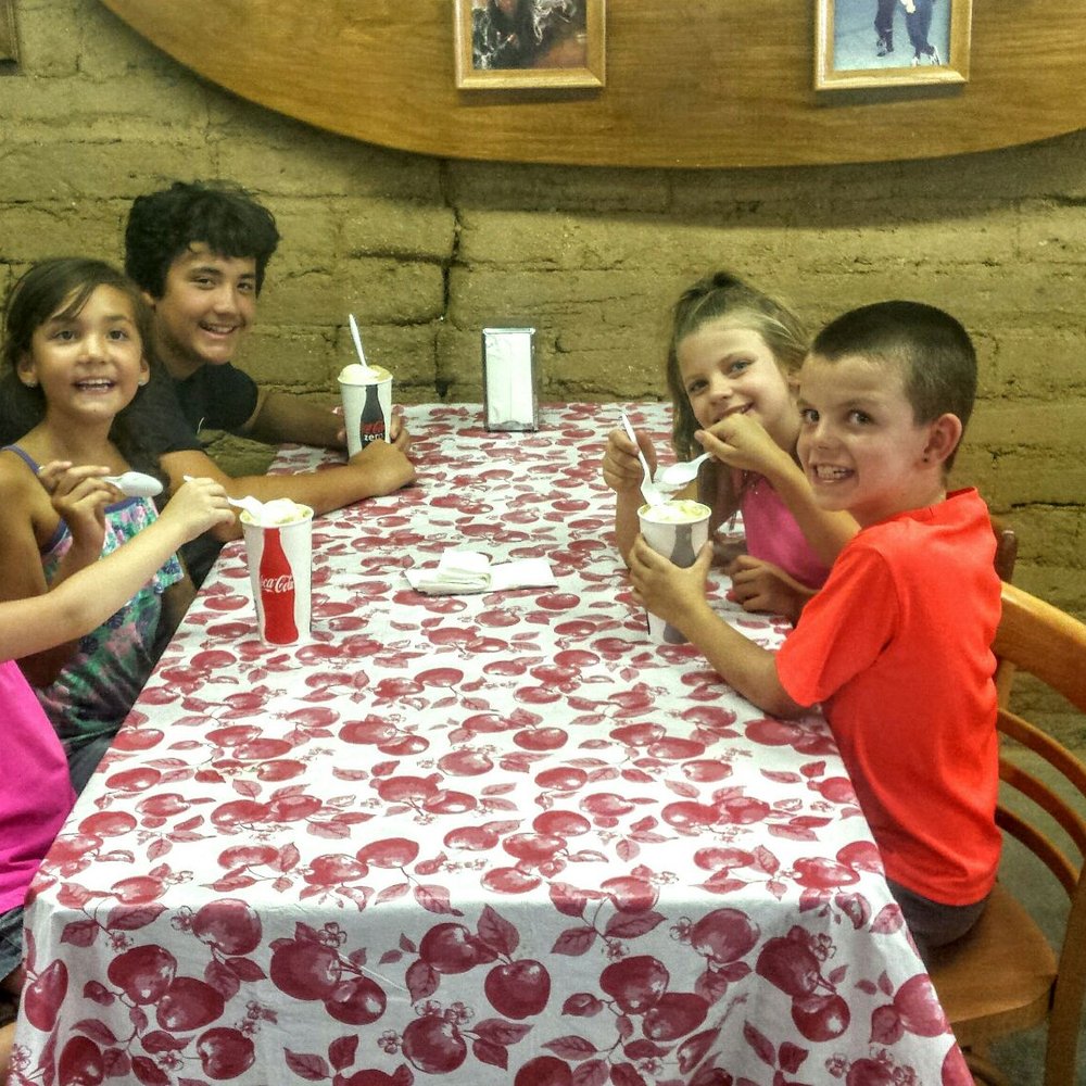 Kids enjoying root beer floats while we did some wine tasting