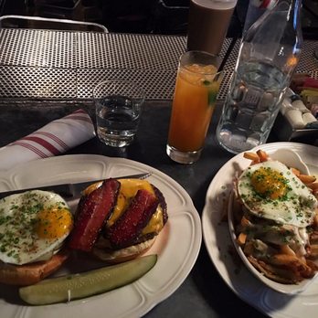 Au Cheval - Cheeseburger w/ bacon & egg, duck gravy fries, and tequila sunrise. - Bars Near Me - Chicago, Illinois