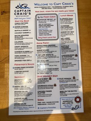 Menu photo 2 Captain Craig's Restaurant Tavernier, FL