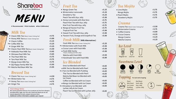 Menu photo 2 Sharetea Ann Arbor, MI