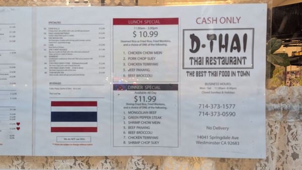 Menu photo 3 D Thai Chinese Restaurant Westminster, CA