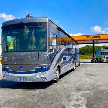 Love's Travel Stop - a bus parked at a gas station - Rest Stops Near Me - Calhoun, Georgia