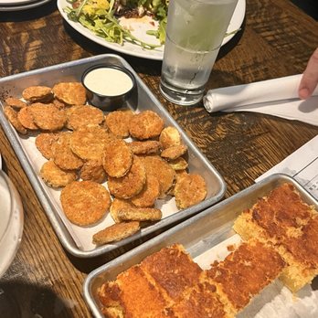 Landmark Smokehouse - cornbread with whipped cinnamon butter, fried pickles, bbq bruschetta - Bars Near Me - Cleveland, Ohio Landmark Smokehouse - cornbread with whipped cinnamon butter, fried pickles, bbq bruschetta - Bars Near Me - Cleveland, Ohio