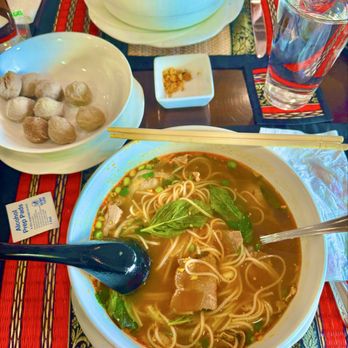 Thai Lan Xang Restaurant - Pho with Extra meatballs - Thai Near Me - Johnston, Rhode Island