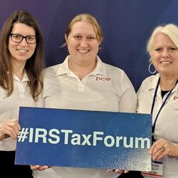 DeMar Consulting Group - Tasha from Tax, Stephanie from Finance, and DeeDee from Wealth Management, all getting IRS Tax Forum education in San Diego, CA in Sept 2025