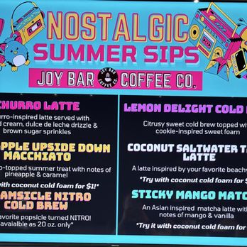 Joy Bar Coffee - Summer menu - Coffee & Tea Near Me - High Point, North Carolina Joy Bar Coffee - Summer menu - Coffee & Tea Near Me - High Point, North Carolina