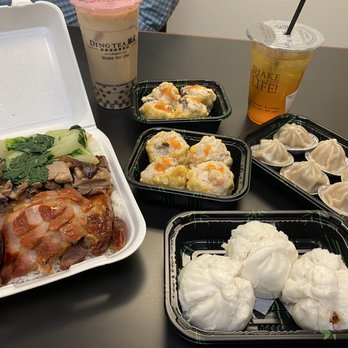 Big Skyy Bistro - Two Items Combination Platter of BBQ pork and Peking duck, BBQ Pork Bun, Shanghai Juicy Dumplings, Pork and Shrimp Dumpling(Shiu-Mai) - Seafood Near Me - Riverside, California
