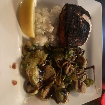 The Bridge - Blackened mahi with Brussel sprouts. Excellent! - American Near Me - Sidney, Ohio The Bridge - Blackened mahi with Brussel sprouts. Excellent! - American Near Me - Sidney, Ohio