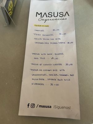 Menu photo 3 Masusa Paella Bar València, V Menu photo 3 Masusa Paella Bar València, V