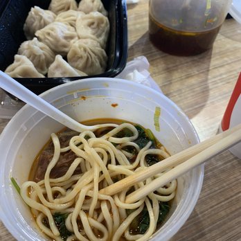 Mr.Dumpling - Spicy beef noodle soup (terrible) and XLB in the back (not as good as before) - Chinese Near Me - Rancho Cucamonga, California