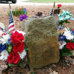 Headstone marking the grave of Trooper, the first buried here. Nice, quiet place. As dog lovers, we recommend it.