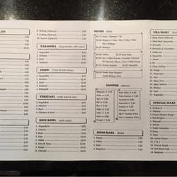 Sushiwa - Front of their menu (takeout)