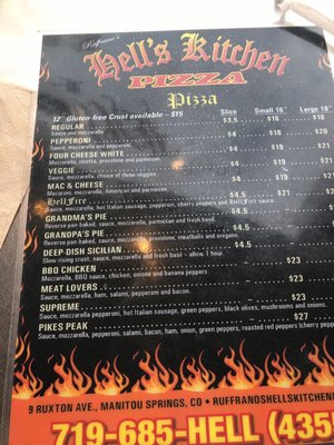 Menu photo 5 Ruffrano's Hell's Kitchen Pizza Manitou Springs, CO