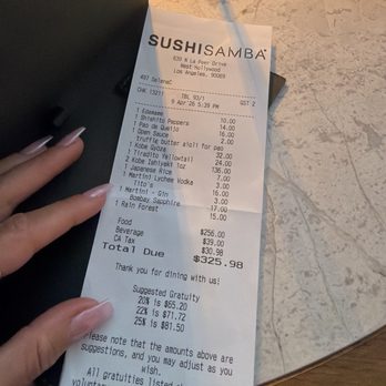 Sushisamba - The food we got that could have made us really sick - Japanese Near Me - West Hollywood, California