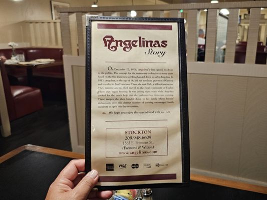 Menu photo 1 Angelina's Spaghetti House Stockon, CA Menu photo 1 Angelina's Spaghetti House Stockon, CA