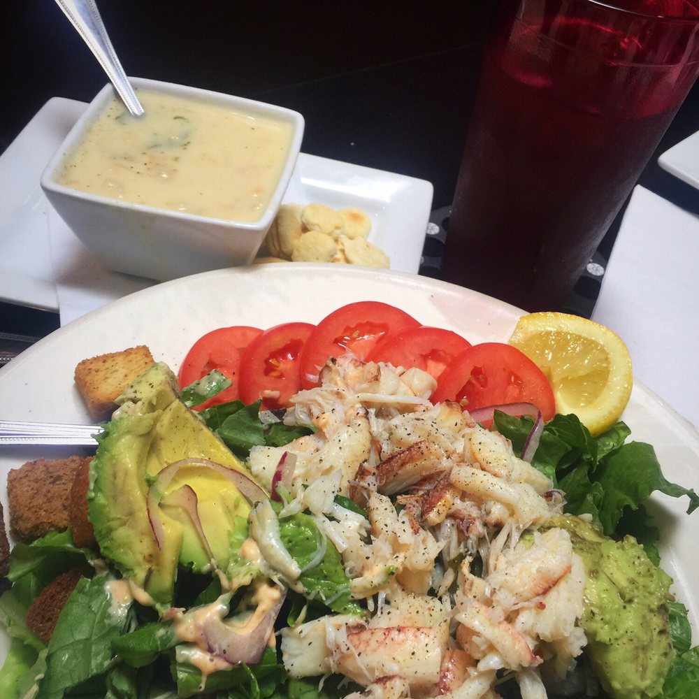 Finn's Irish Pub - Crab and Avocado Salad with a cup of Clam Chowder. Really good! - Gastropubs Near Me - Ellsworth, Maine Finn's Irish Pub - Crab and Avocado Salad with a cup of Clam Chowder. Really good! - Gastropubs Near Me - Ellsworth, Maine
