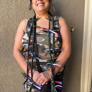 Folsom Lei Lady - Ti leaf style lei with ribbon. - Florists Near Me Folsom Lei Lady - Ti leaf style lei with ribbon. - Florists Near Me
