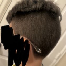 Brickhouse Barbershop - Looks like she just took a three all the way up not even blending we asked for a fade and to keep the top long