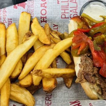 The Cheese Steak Shop - Classic Philly Cheese Steak, half portion with sweet peppers only. My favorite! - Sandwiches Near Me - Livermore, California The Cheese Steak Shop - Classic Philly Cheese Steak, half portion with sweet peppers only. My favorite! - Sandwiches Near Me - Livermore, California