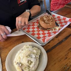 Jax Grill - THE Turkey Burger with side mashed potatoes