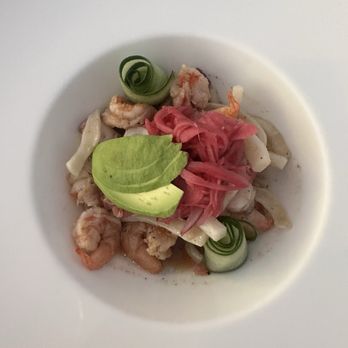 Navíos - Shrimp, octopus, squid ceviche - very rubbery - Mexican Near Me - Cancún, ROO Navíos - Shrimp, octopus, squid ceviche - very rubbery - Mexican Near Me - Cancún, ROO
