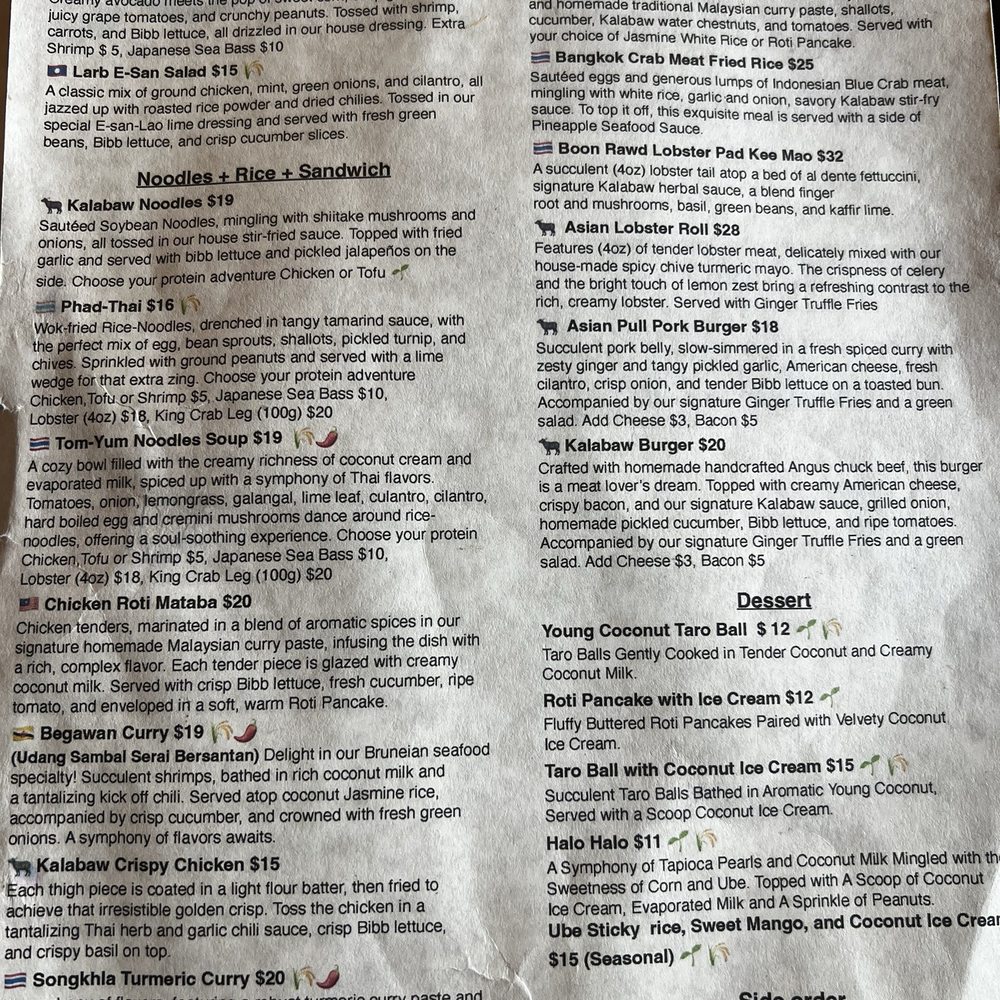 Kalabaw Bar & Kitchen - Menu - Thai Near Me - Seattle, Washington Kalabaw Bar & Kitchen - Menu - Thai Near Me - Seattle, Washington