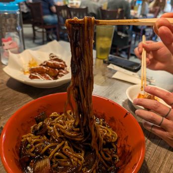 Matzip - Jajajangmyeon it was slightly sweeter than I'm used to but complements the spicyness of super spicy wings great combo - Korean Near Me - Union City, California