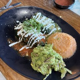 Poblanos with shredded chicken