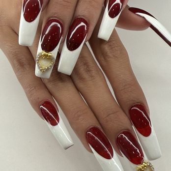 Top Nails - Red french - Nail Salons Near Me - Las Vegas, Nevada