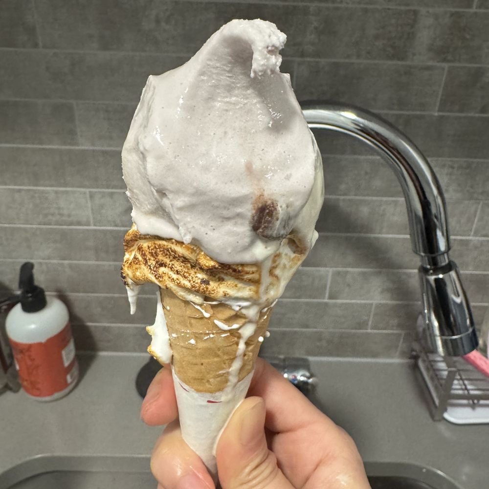 Fluff cone! (Rushed home to eat it with my friend because it was literally like 30F out there and raining) Fluff cone! (Rushed home to eat it with my friend because it was literally like 30F out there and raining)