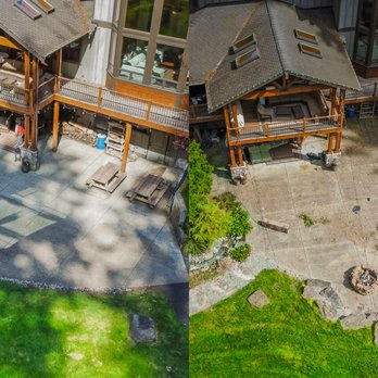 JC Pressure Washing - Bird's-eye view of a job well done -- clean patio, happy client. - Pressure Washers Near Me JC Pressure Washing - Bird's-eye view of a job well done -- clean patio, happy client. - Pressure Washers Near Me