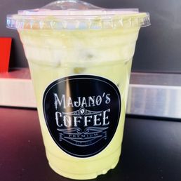 vanilla matcha with banana cold foam on