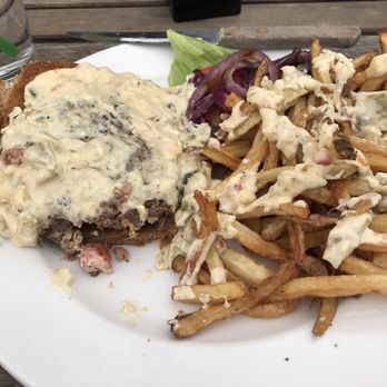 Grill Caliente - Queso burger!!! I recommend putting some extra cheese from that burger on those fries.. so good! - New American Near Me - Ruidoso, New Mexico