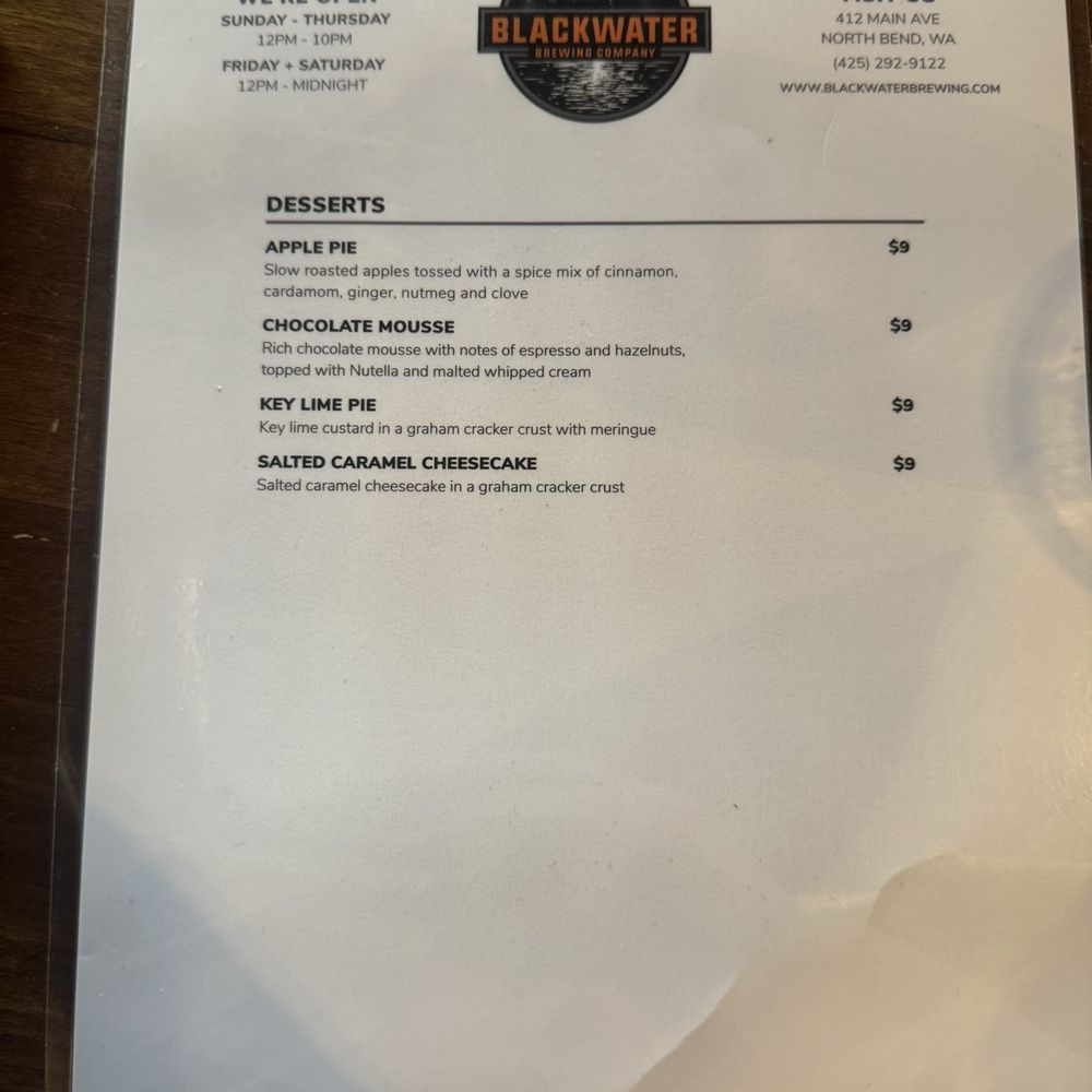 Blackwater Brewing - Pizza Near Me - North Bend, Washington