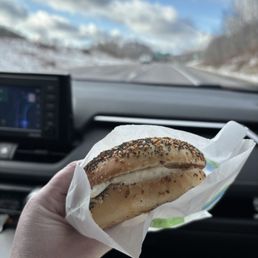 Everything bagel with cream cheese
