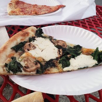 Home Slice Pizza - White with spinach and mushrooms - Pizza Near Me - Austin, Texas Home Slice Pizza - White with spinach and mushrooms - Pizza Near Me - Austin, Texas