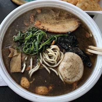 Noods Ramen Bar - Black Garlic Miso Ramen ($11.00), added a few pinches of parmesan and spicy level 1 as well - Ramen Near Me - Honolulu, Hawaii Noods Ramen Bar - Black Garlic Miso Ramen ($11.00), added a few pinches of parmesan and spicy level 1 as well - Ramen Near Me - Honolulu, Hawaii