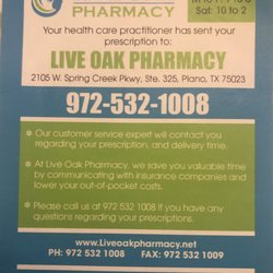 Live Oak Pharmacy - Flyer from my doctor.