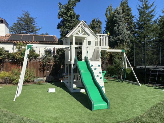 Playground Paint Job! - This customer wanted a brighter look for their playground. We painted over the natural wood with a beautiful white finish and gave a major facelift to this backyard swingset! Playground Paint Job! - This customer wanted a brighter look for their playground. We painted over the natural wood with a beautiful white finish and gave a major facelift to this backyard swingset!