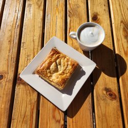 Sugar Bummm - Latte and a puff pocket filled with ham and cheese.