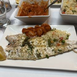 Lezvos - Chilean sea bass for 2 with Lima beans and rice sides.