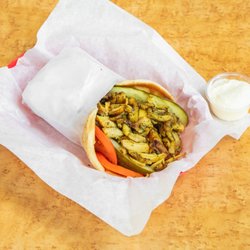 Chicken shawarma sandwich with garlic sauce